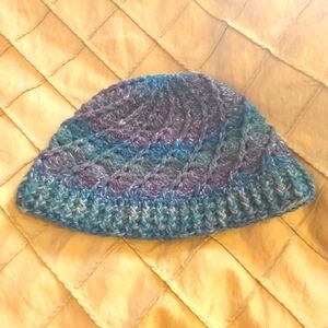 Handmade Homemade Crocheted Women's Size Medium Multicolor 100% Wool Hat